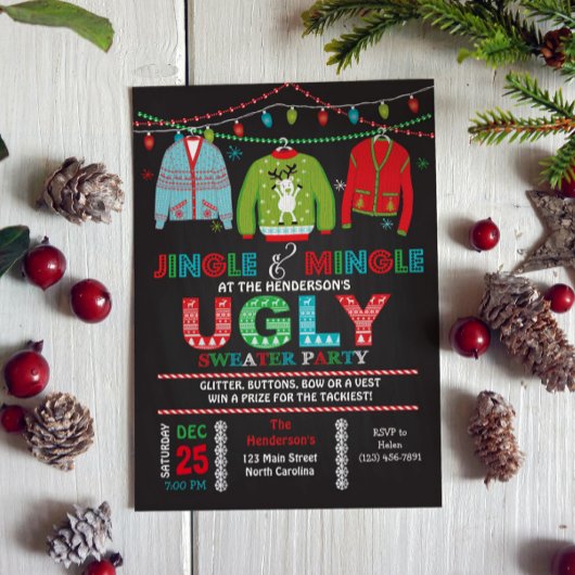 Invitation à la fête de Noël de Tacky Ugly Sweater