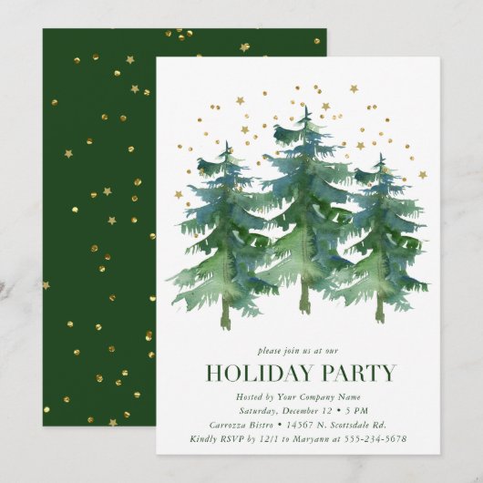 Invitation à la fête de Noël de Winter Forest Comp (Devant / Derrière)