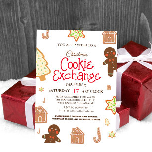 Invitation à la fête de Noël d'échange de biscuits