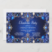Invitation à la fête de Noël décorative bleue (Devant)