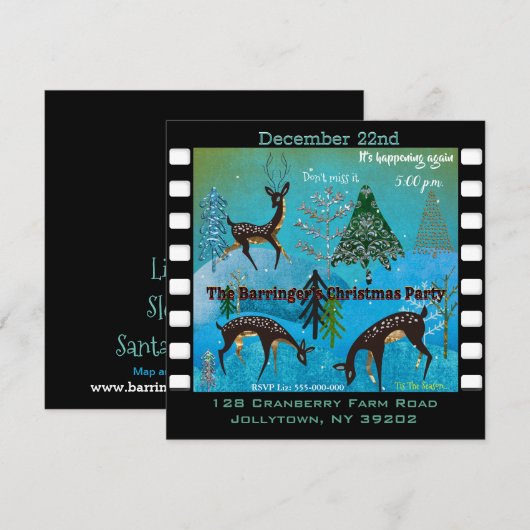 Invitation à la fête de Noël Deerfest au clair de (Devant / Derrière)