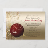 Invitation à la fête de Noël d'entreprise en or ro (Devant)