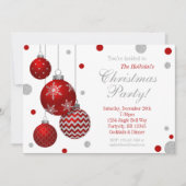 Invitation à la fête de Noël des Baubles rouges et (Devant)