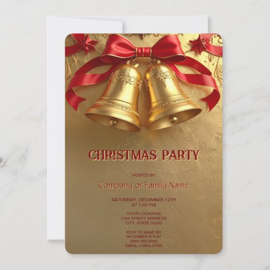 Invitation à la fête de Noël des cloches dorées (Devant)