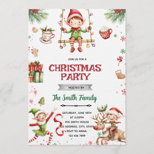 Invitation à la fête de Noël des elfes (Devant)