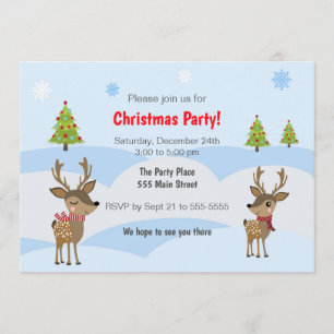 Invitation à la fête de Noël des enfants de cerfs 