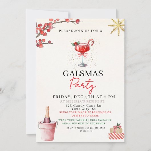 Invitation à la fête de Noël des filles (Devant)