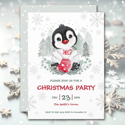 Invitation à la fête de Noël des neiges du mignon 