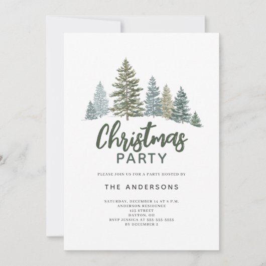 Invitation à la fête de Noël des pins rustiques (Devant)