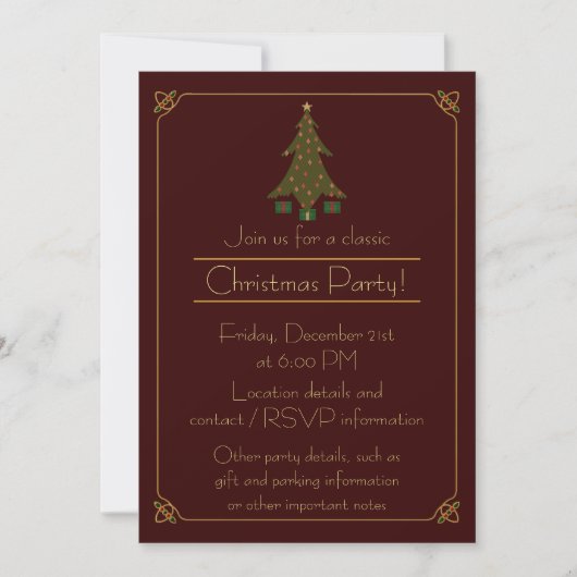 Invitation à la fête de Noël dorée (Devant)