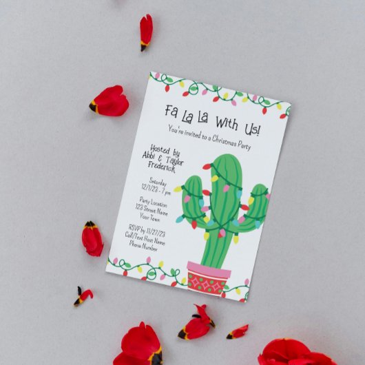 Invitation à la fête de Noël du cactus festif