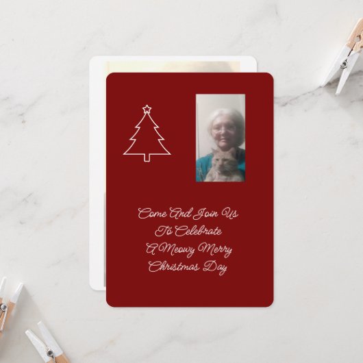 Invitation à la fête de Noël du chat (Devant/Arrière en situation)
