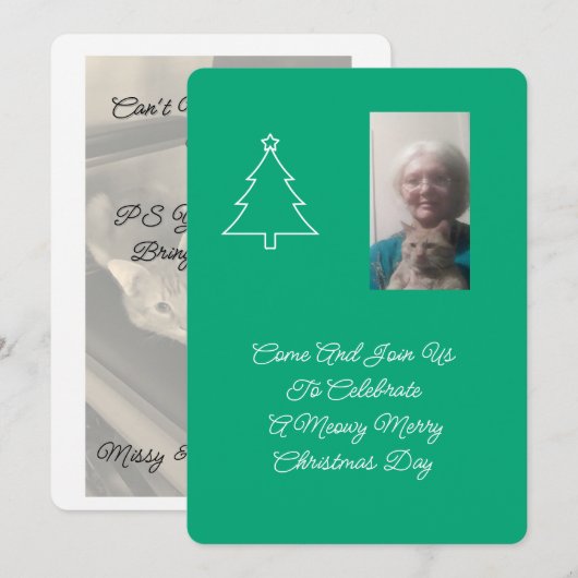 Invitation à la fête de Noël du chat (Devant / Derrière)
