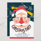 Invitation à la fête de Noël du Père Noël souriant (Devant / Derrière)