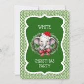 Invitation à la fête de Noël éléphant blanc (Devant)