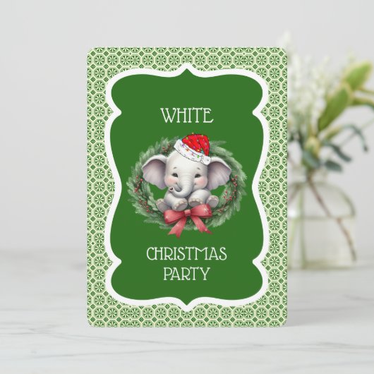 Invitation à la fête de Noël éléphant blanc (Debout devant)