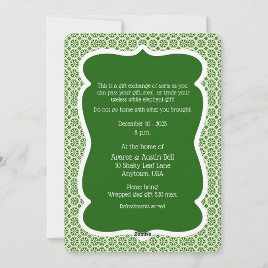 Invitation à la fête de Noël éléphant blanc (Dos)