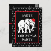 Invitation à la fête de Noël éléphant blanc (Devant / Derrière)