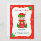 Invitation à la fête de Noël Elf & Flocons de neig (Devant)