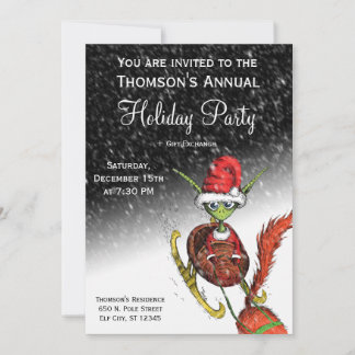 Invitation à la fête de Noël - Elf Riding Sleigh