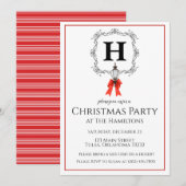 Invitation à la fête de Noël en bande rouge lanter (Devant / Derrière)