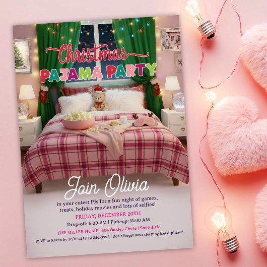 Invitation à la fête de Noël en pyjama