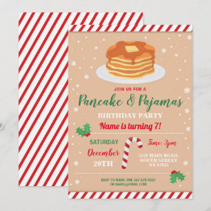 Invitation à la fête de Noël en pyjama et crêpes