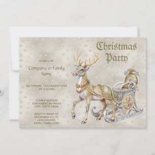 Invitation à la fête de Noël en traîneau de renne