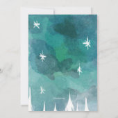 Invitation à la fête de Noël enneigée en bleu (Dos)