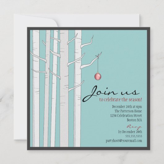 Invitation à la fête de Noël et à l'ornement rouge (Devant)