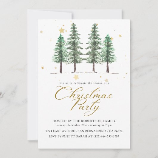 Invitation à la fête de Noël et de Winter Pines. (Devant)