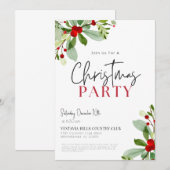 Invitation à la fête de Noël Feuille (Devant / Derrière)