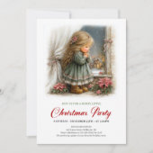 Invitation à la fête de Noël Fille mignonne Hiver (Devant)