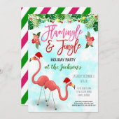 Invitation à la fête de Noël Flamant rose (Devant / Derrière)