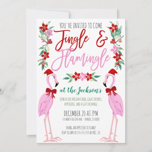 Invitation à la fête de Noël Flamant rose (Devant)