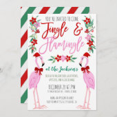 Invitation à la fête de Noël Flamant rose (Devant / Derrière)