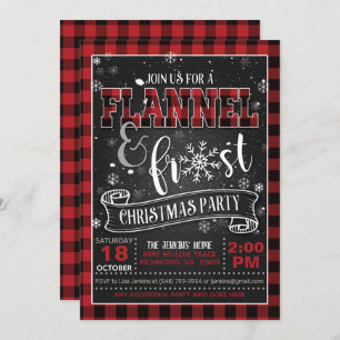 Invitation à la Fête de Noël Flanel et Frost Red