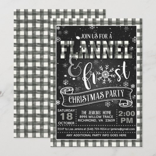 Invitation à la Fête de Noël Flanel et Frost White (Devant / Derrière)