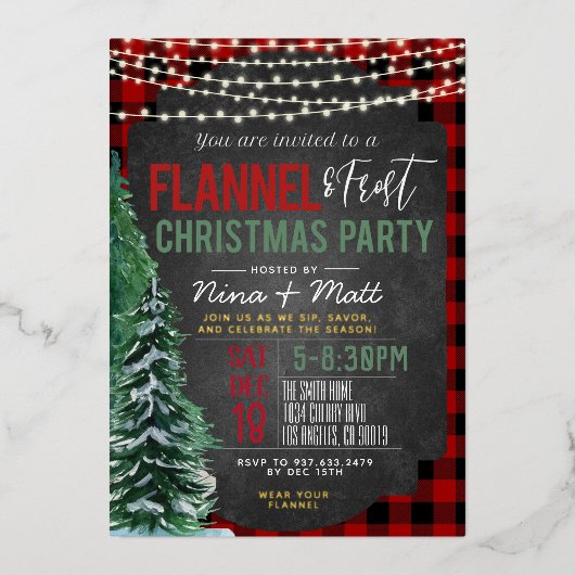 Invitation à la fête de Noël Flannel et Frost (Recto)