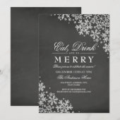 Invitation à la fête de Noël flocon de neige sur t (Devant / Derrière)