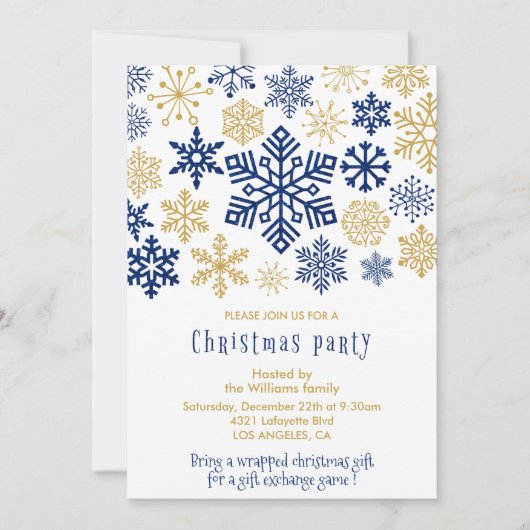 Invitation à la fête de Noël Flocons chic (Devant)