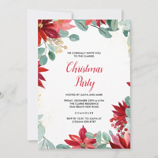 Invitation à la fête de Noël florale (Devant)