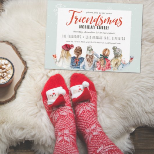Invitation à la fête de Noël Friendsmas des vacanc