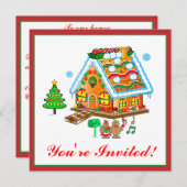Invitation à la fête de Noël Gingerbread House (Devant / Derrière)