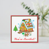 Invitation à la fête de Noël Gingerbread House (Debout devant)