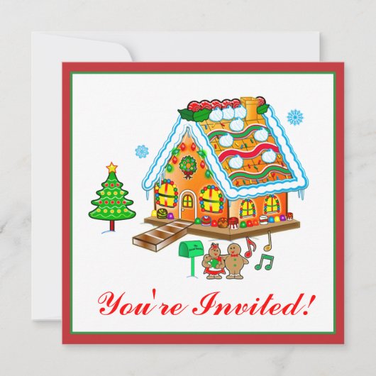 Invitation à la fête de Noël Gingerbread House (Devant)
