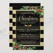 Invitation à la fête de Noël glamour Gold & Black (Devant / Derrière)