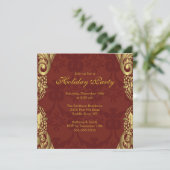 Invitation à la fête de Noël Gold Damask (Debout devant)