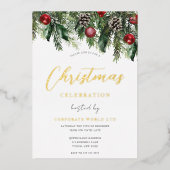 Invitation à la fête de Noël Gold Festive (Recto)