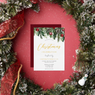 Invitation à la fête de Noël Gold Festive